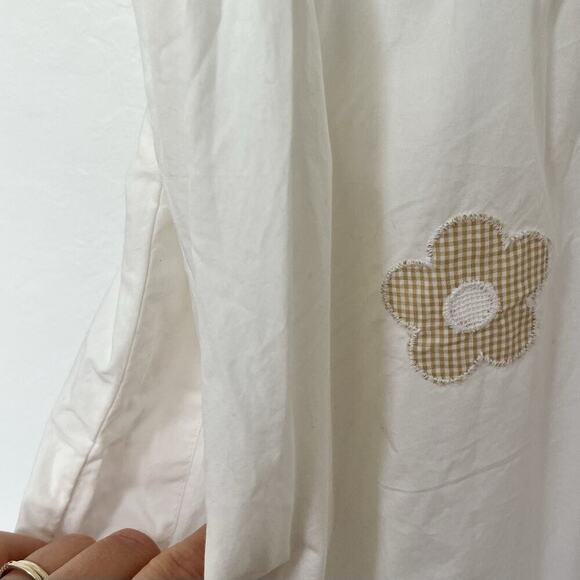 Madewell Annamarie Floral‎ Applique Puff Sleeve Mini Dress Size 14 White Resort - Picture 5 of 8